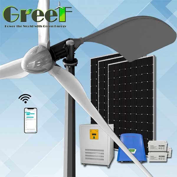 Huishoudelijk gebruik On / Off Grid / Hybride systeemoplossing Energie Volledige zonnewind Hybride horizontale as Windturbine 1KW 2KW 5KW