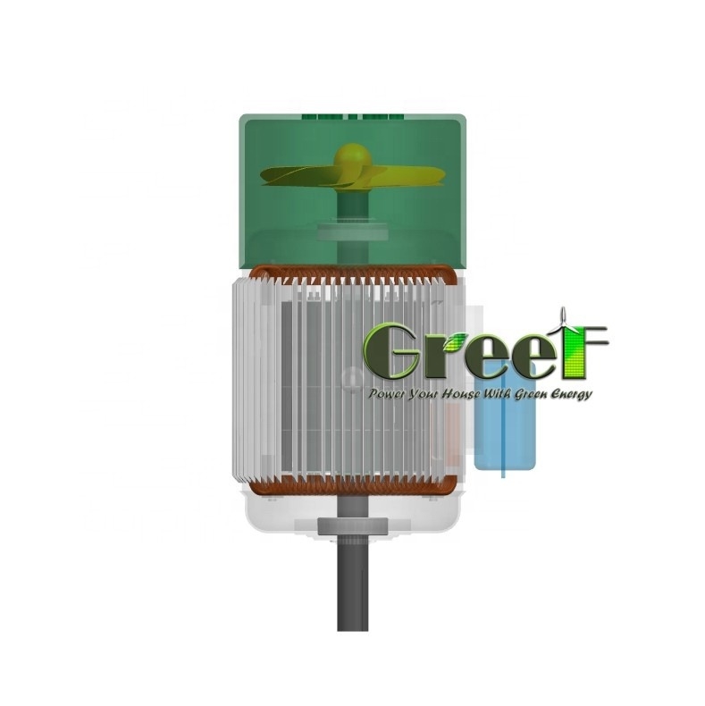 Permanente magneetgenerator met horizontale en verticale as met aluminiumlegeringsbladmateriaal